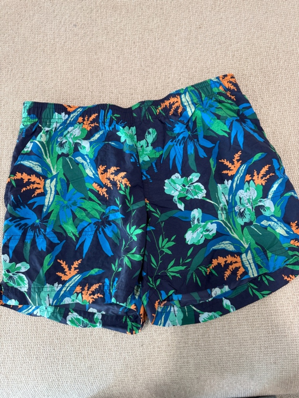 Columbia Navy Tropical Floral Athletic Shorts - Blue, Green & Orange